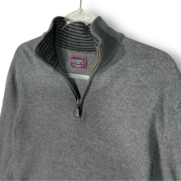 Untuckit Belguardo Merino Wool 1/4 Zip Sweater Sz L Gray Business Casual - Picture 6 of 11